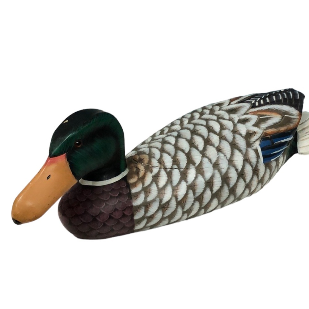 Vintage Mallard 19” Duck Decoy Drake Ducks Unlimited heavy solid Wood *read